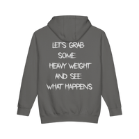 Heavy weight minimal gym hoodie by Printify, pullover style, showing a comfortable, solid-colored hoodie with a relaxed fit.