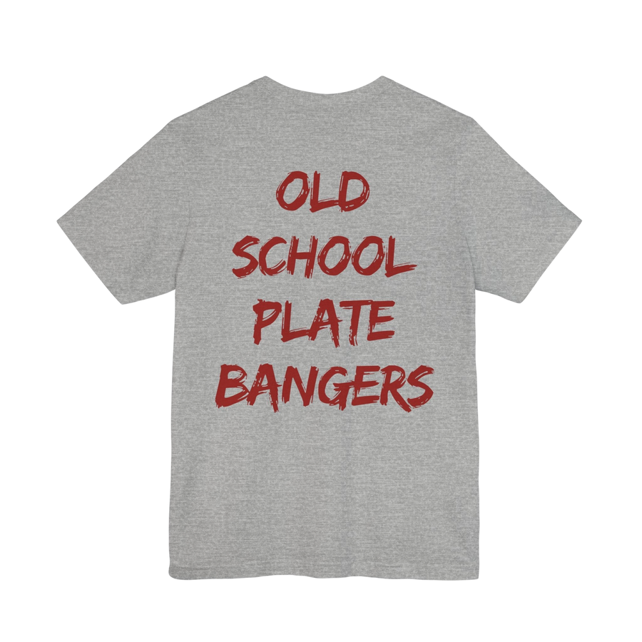 Old School Plate Bangers weightlifting T-shirt from Printify featuring vintage-inspired design and bold graphics on a comfortable tee.