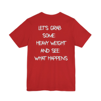 Heavy weight motivational gym T-shirt by Printify, featuring bold text design for workout motivation.