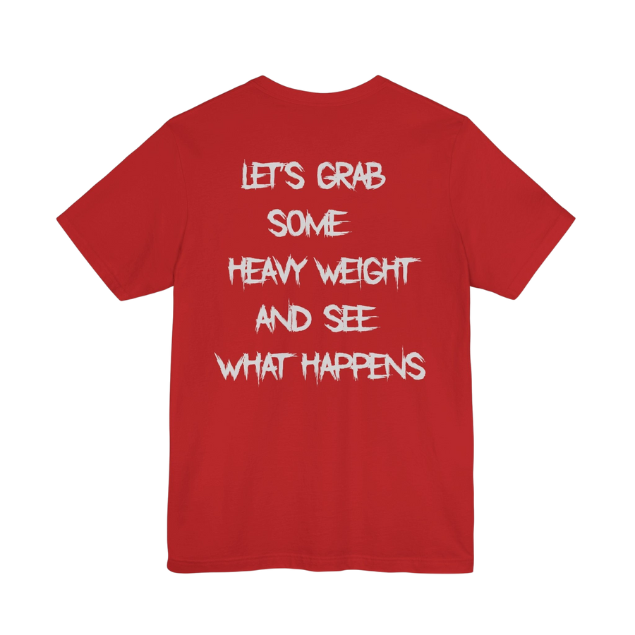 Heavy weight motivational gym T-shirt by Printify, featuring bold text design for workout motivation.