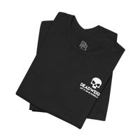 Black Deadweight Skull graphic T-shirt by Printify featuring a bold skull design on the front.