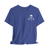 Black Deadweight Skull Barbell cotton gym T-shirt by Printify featuring a bold skull and barbell graphic on the front.