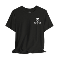Deadweight Skull Barbell cotton gym T-shirt by Printify featuring a bold skull and barbell design on comfortable fabric.