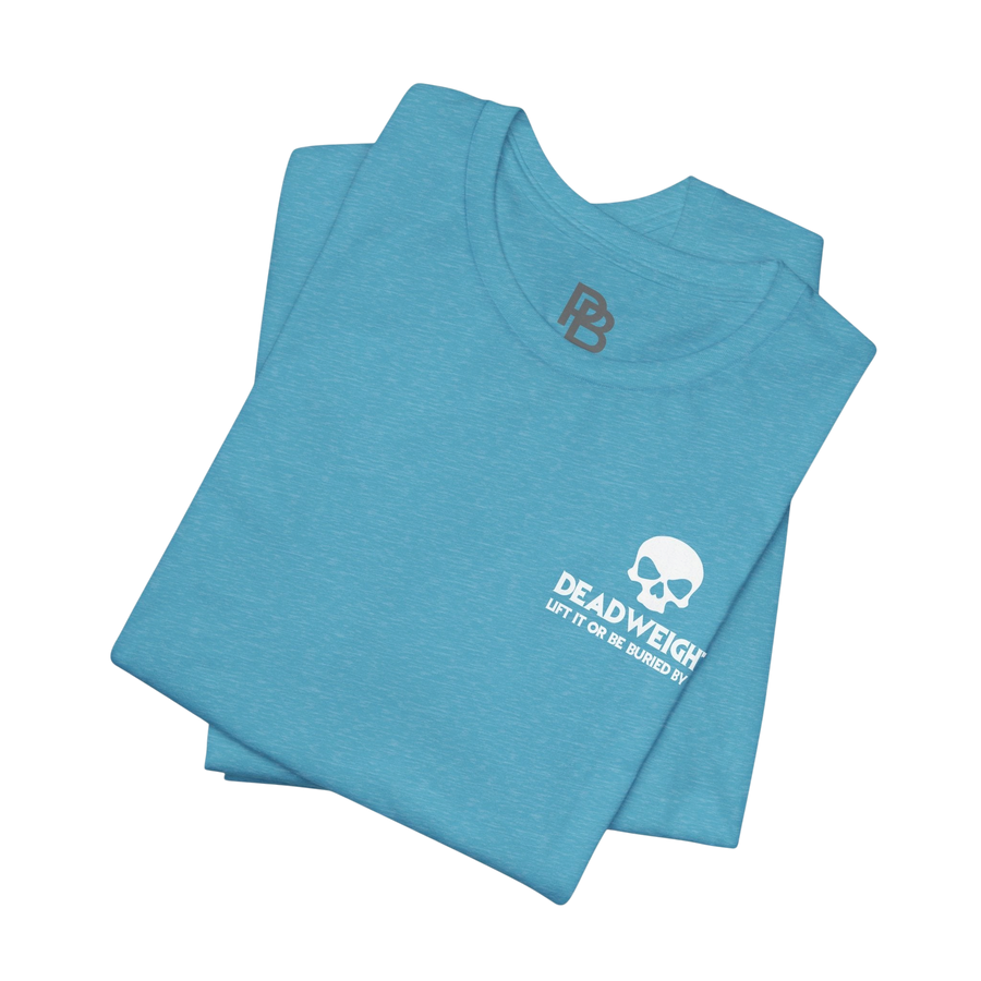 Printify gym T-shirt with "Sets Many Reps More Excuses None" slogan, casual athletic wear for workout and fitness activities.