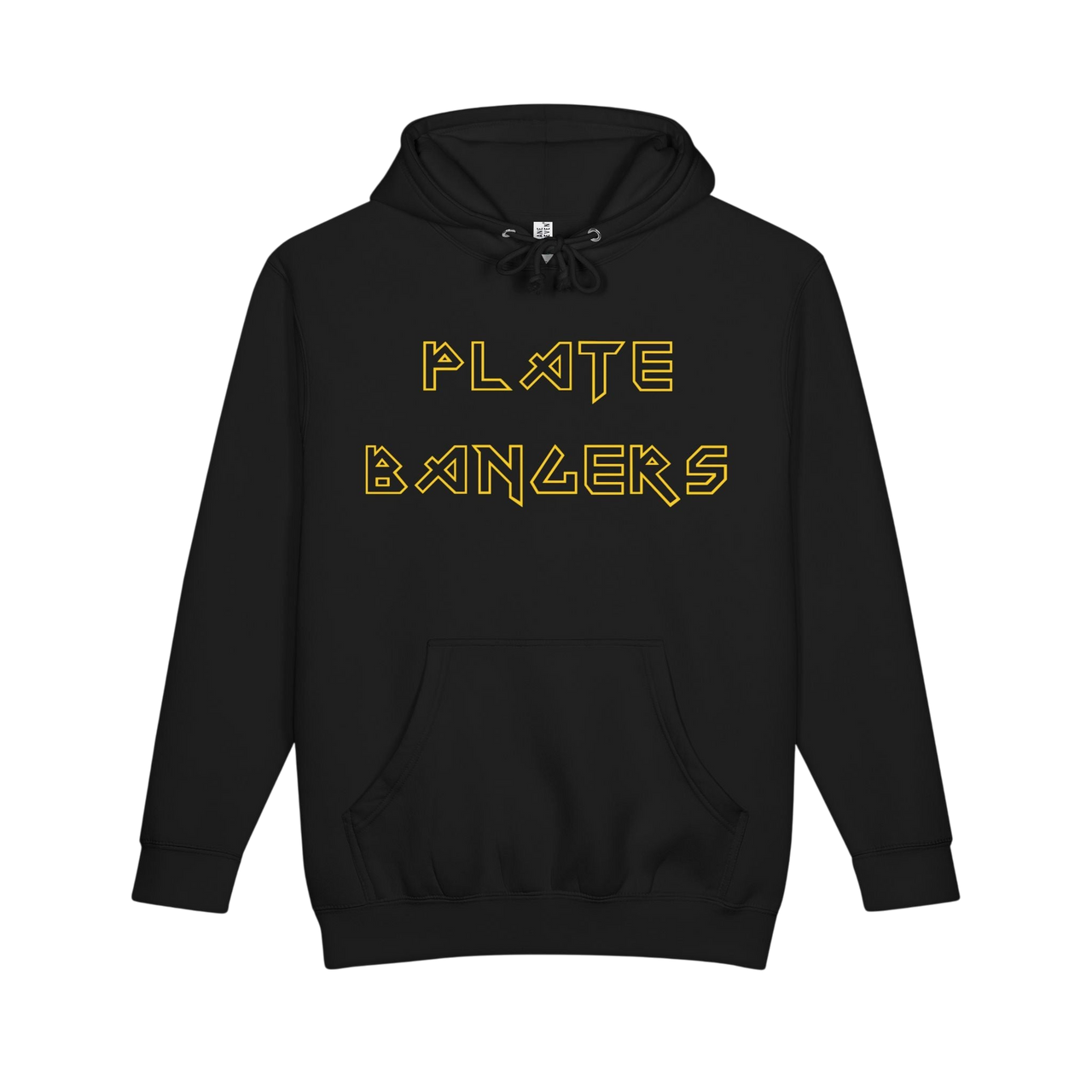 Printify Plate Bangers Hoodie with "Bang the Iron, Break the Mold" slogan, featuring a comfortable gym sweatshirt design.