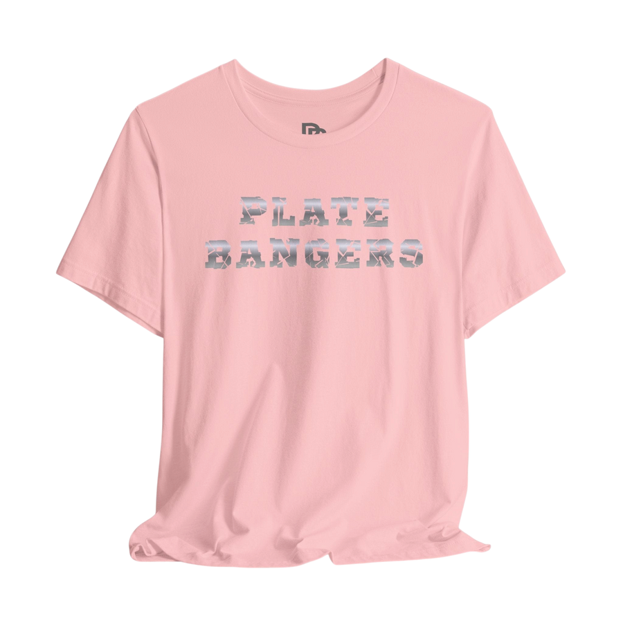 Printify Plate Bangers Tee T-shirt featuring an inspirational graphic with the phrase "Built From What Tried to Break Me" on a casual shirt.