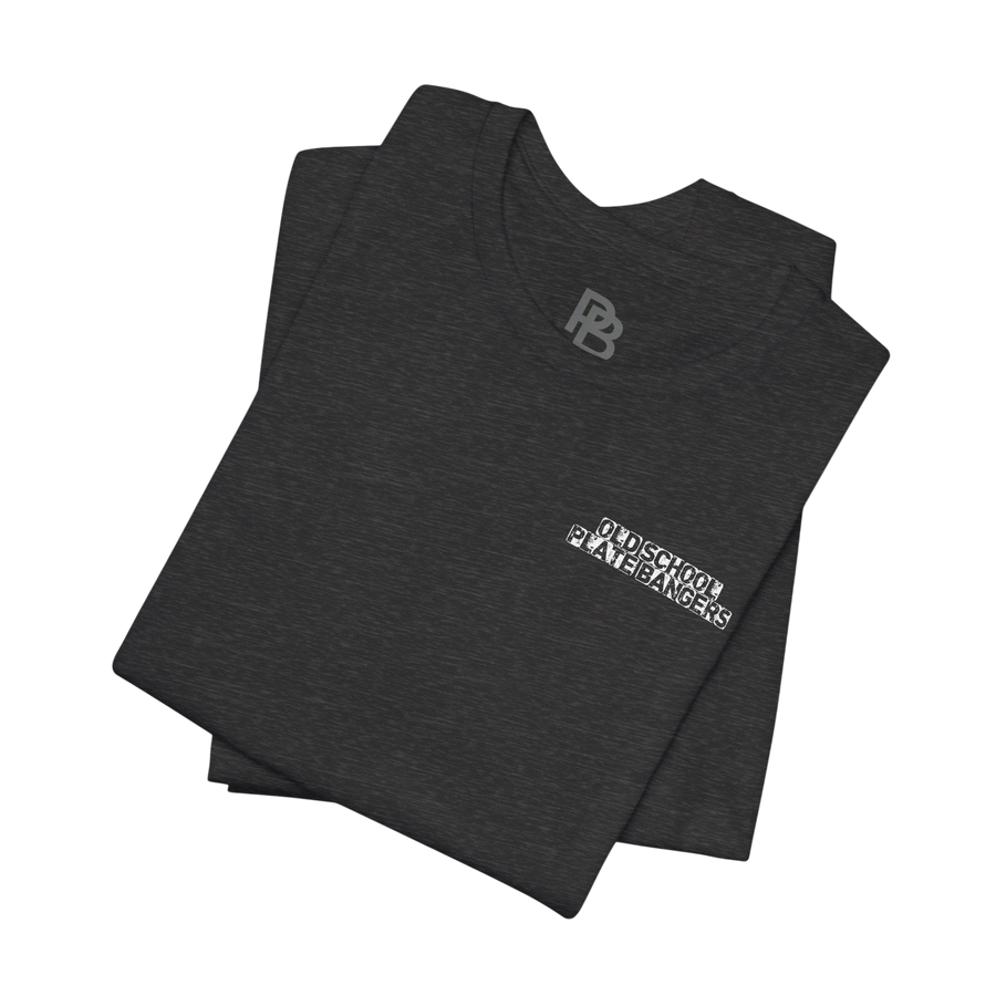 Printify motivational gym T-shirt featuring "Plate Bangers Bang the Iron Break the Mold" graphic on a casual black tee.