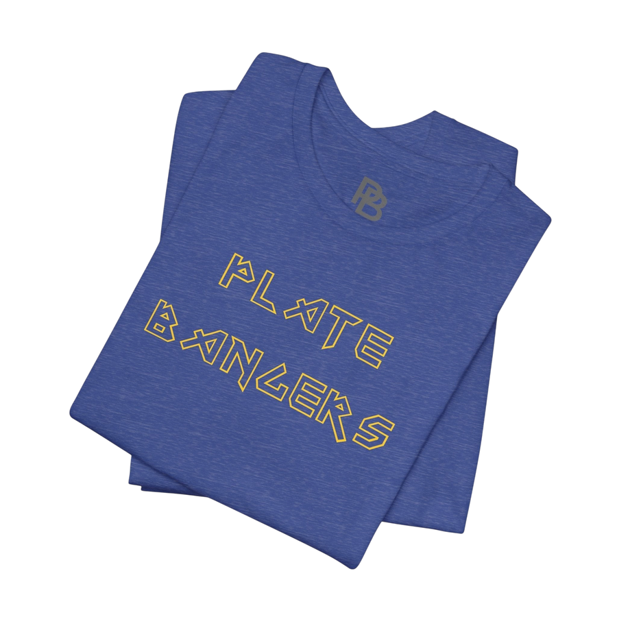Printify Bang the Iron Break the Mold weightlifting gym T-shirt featuring bold graphic design for strength training.