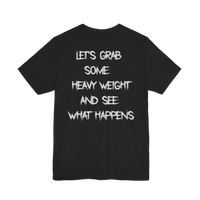 Heavy weight motivational gym T-shirt by Printify, featuring bold design and comfortable fit for workout and fitness sessions.