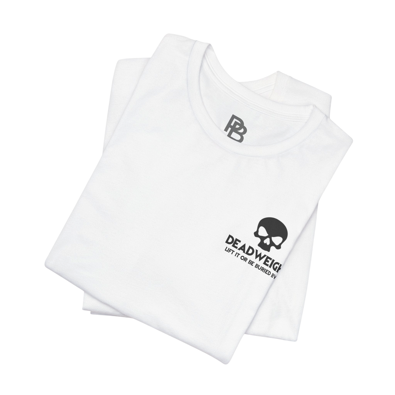 Black Deadweight Skull graphic T-shirt by Printify featuring a bold skull design on soft cotton fabric.