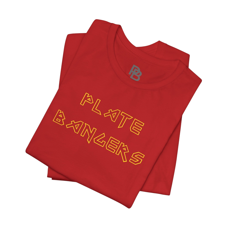 Printify Bang the Iron weightlifting gym T-shirt with bold graphic design, perfect for strength training enthusiasts.