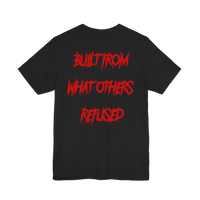 Black skull graphic T-shirt by Printify featuring bold, rebellious design on soft cotton fabric.