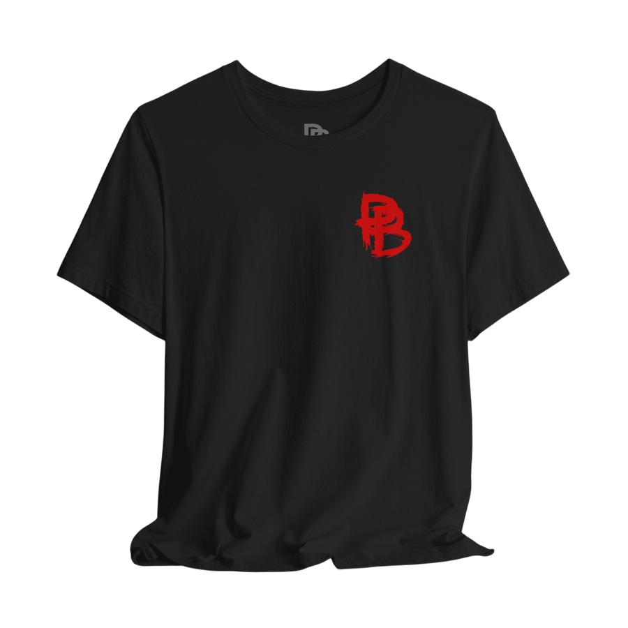 Black graphic t-shirt featuring a skull design and the phrase "Built From What Others Refused" by Printify.