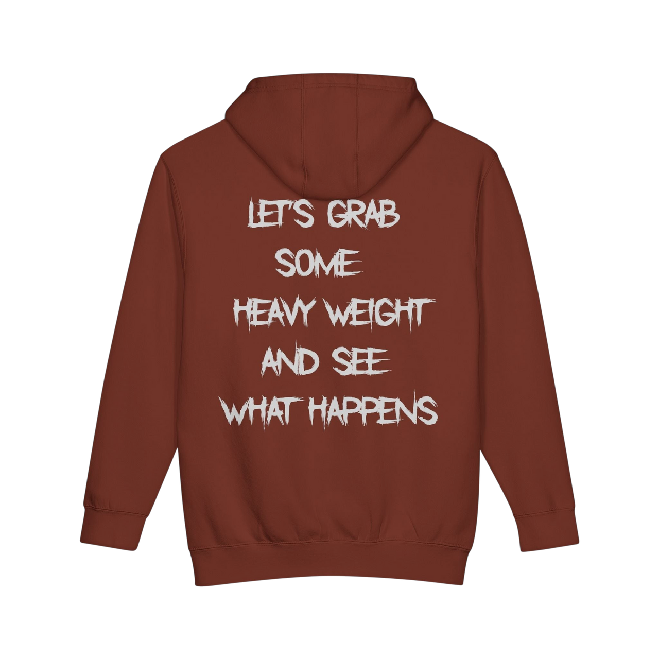 Heavy weight minimal gym hoodie pullover by Printify, featuring a clean design and comfortable fit, shown in a neutral color.