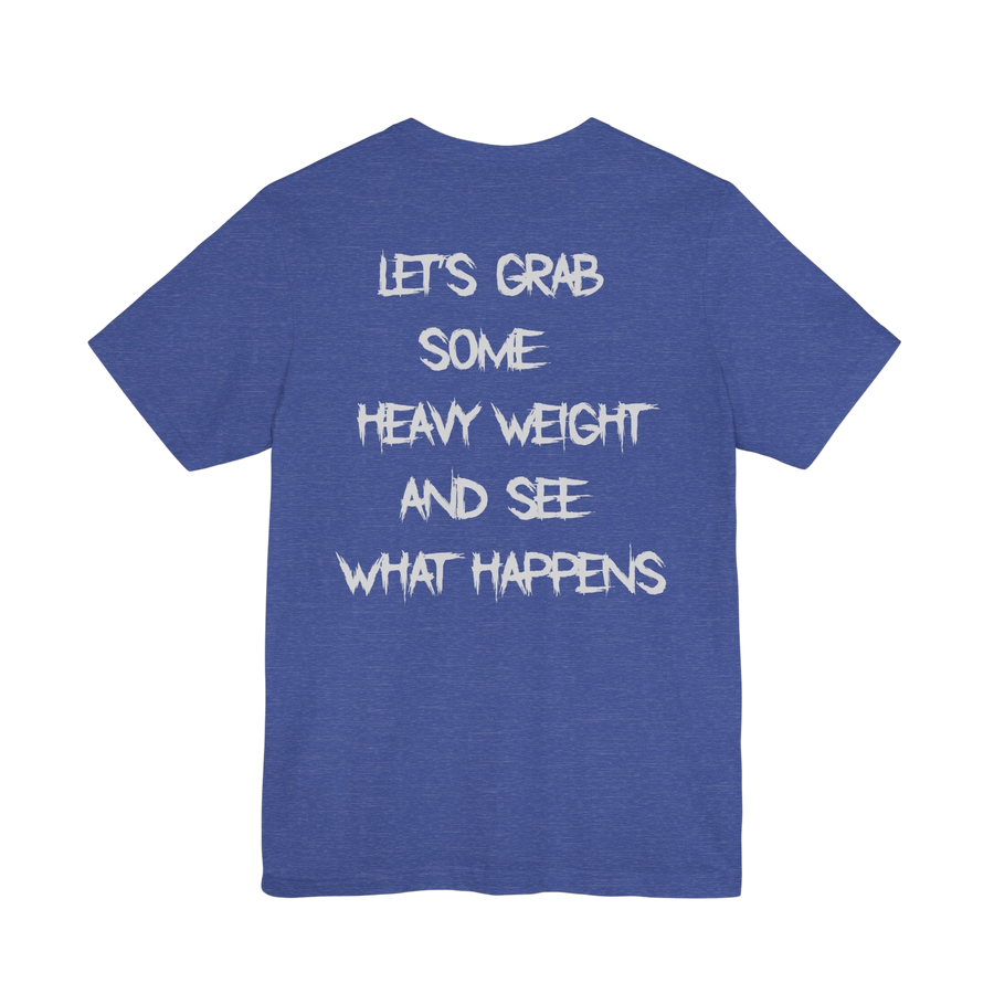 Printify heavy weight motivational gym T-shirt featuring bold design, perfect for workout and fitness enthusiasts.