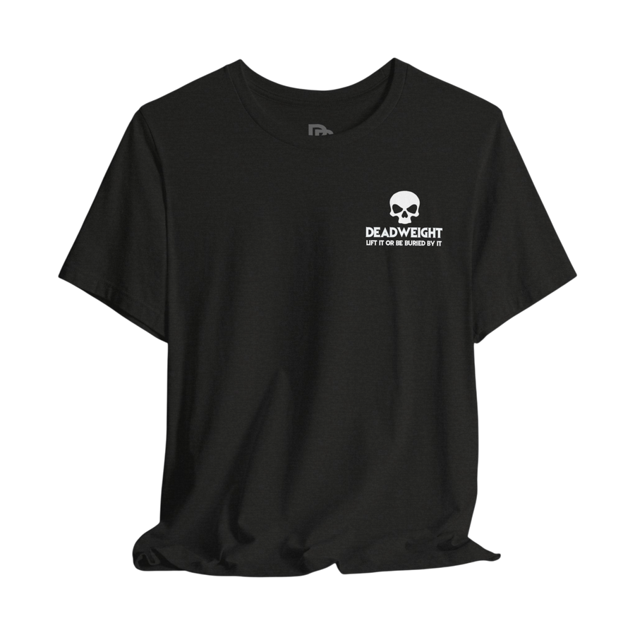 Printify gym T-shirt with "Sets Many Reps More Excuses None" motivational slogan, casual fit for workout and athletic wear.