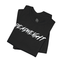 Black Lift It or Be Buried weightlifting T-shirt from Deadweight by Printify, featuring bold fitness-themed graphic design.