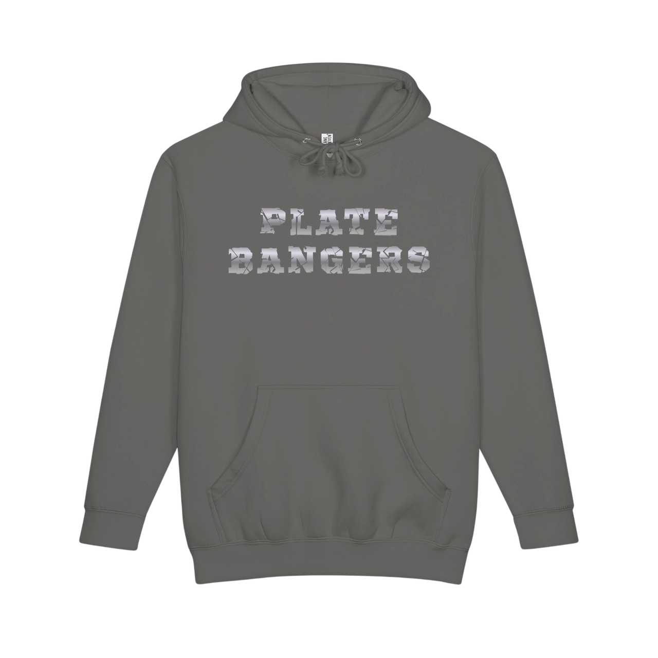 Printify Plate Bangers Hoodie featuring "Built From What Tried To Break Me" slogan on a heavyweight pullover in black with front graphic.