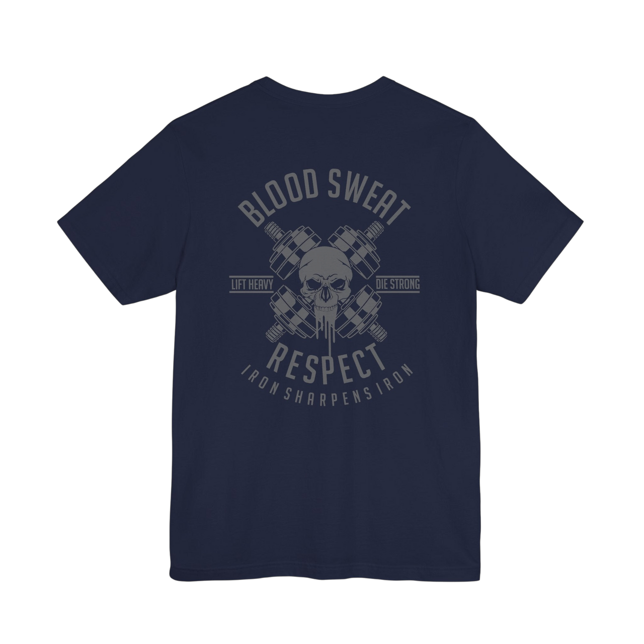 Black Blood, Sweat & Respect weightlifting T-shirt by Printify, featuring bold graphic print and comfortable fit for gym workouts.