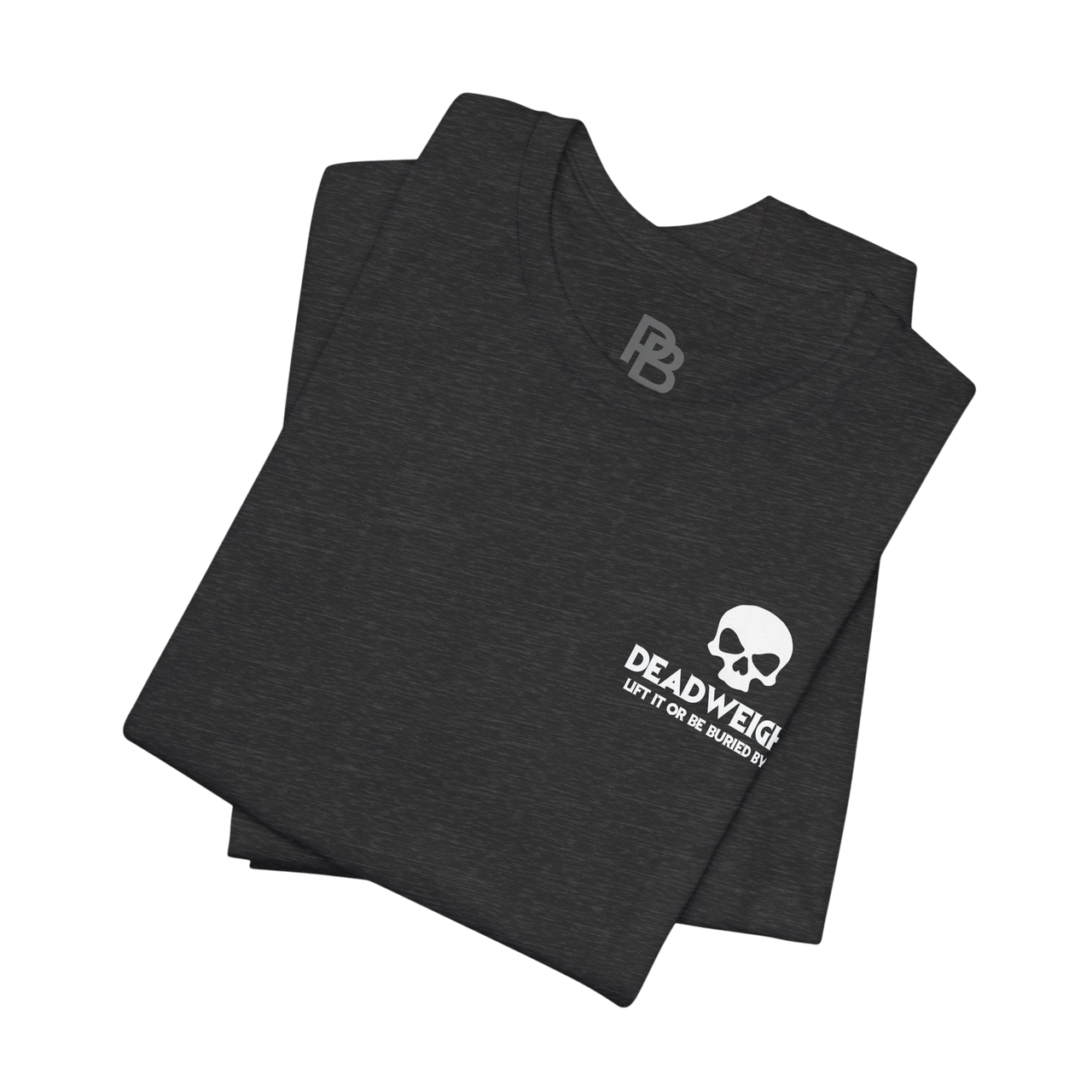 Black Deadweight Skull Graphic T-Shirt by Printify with a bold skull design on the front, casual fit, and crew neckline.