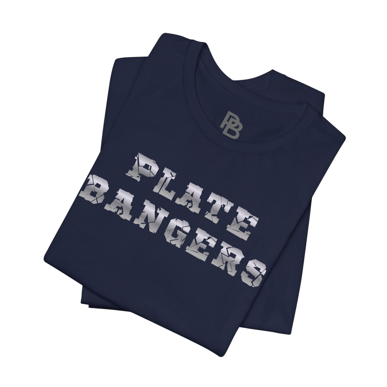 Black T-shirt featuring the Plate Bangers Tee logo and the inspirational message "Built From What Tried to Break Me" printed on the front.
