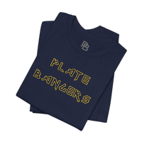 Printify Bang the Iron weightlifting gym T-shirt featuring bold graphic design on black fabric, perfect for fitness enthusiasts.