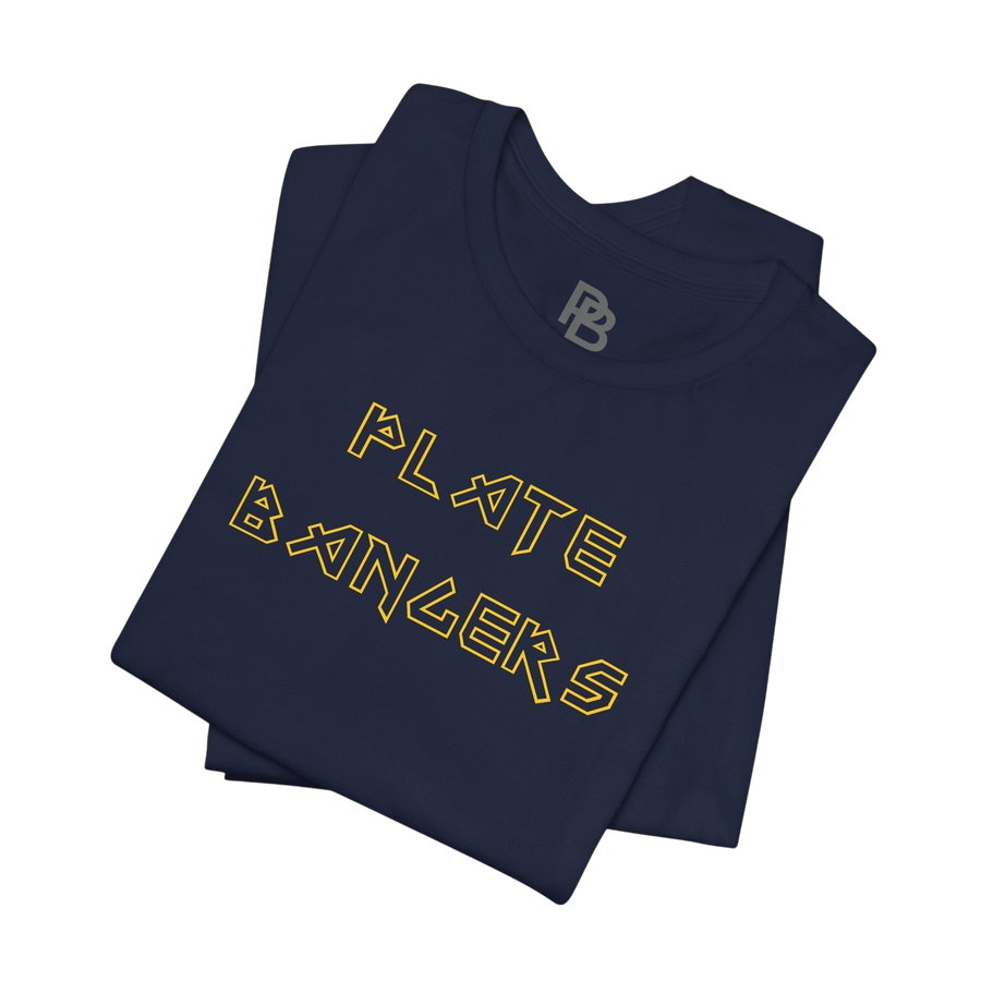 Printify Bang the Iron weightlifting gym T-shirt featuring bold graphic design on black fabric, perfect for fitness enthusiasts.