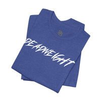 Black Lift It or Be Buried weightlifting T-shirt by Deadweight, featuring bold white print and a comfortable fit for gym wear.