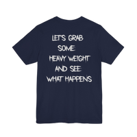 Heavy weight motivational gym T-shirt by Printify, featuring bold print design for workout and fitness motivation.