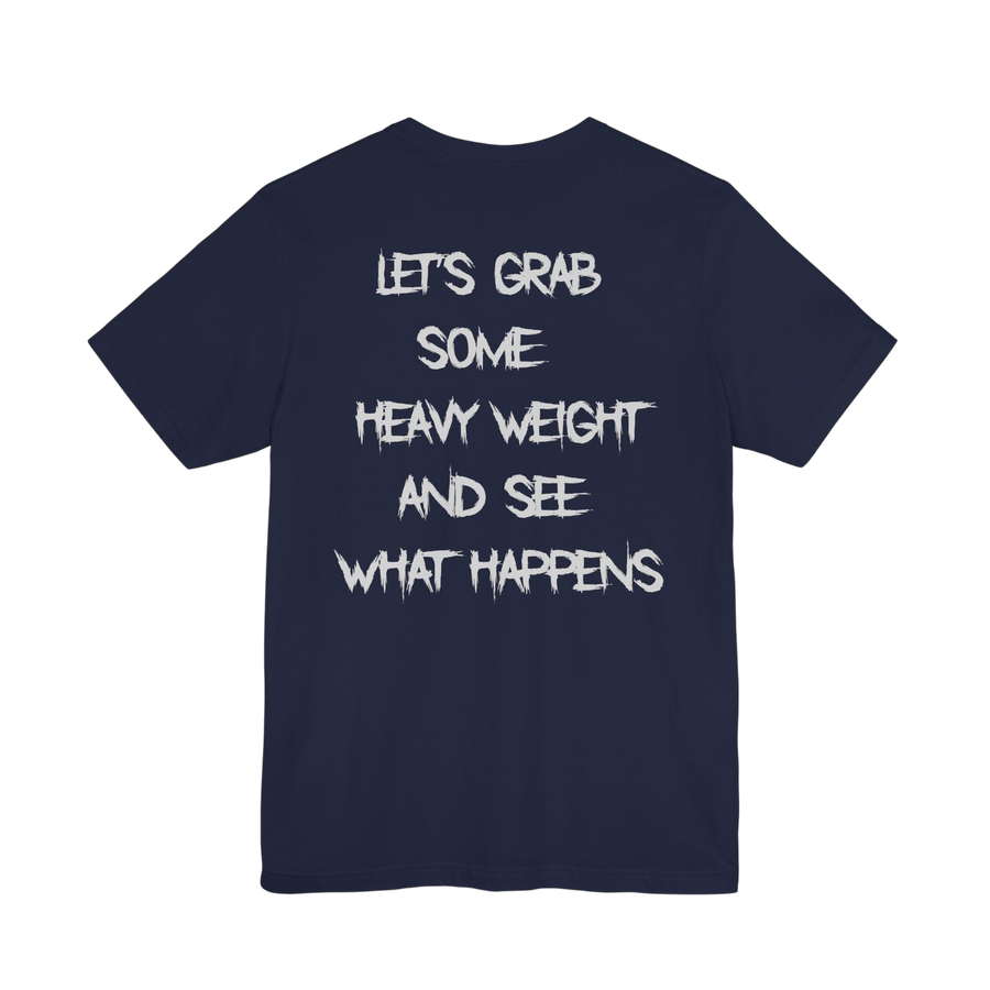 Heavy weight motivational gym T-shirt by Printify, featuring bold print design for workout and fitness motivation.