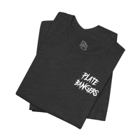 Bang The Iron weightlifting T-shirt by Printify featuring a bold graphic design of weight plates and barbell on the front.