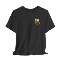 Broken plate weightlifting T-shirt from Plate Bangers featuring a graphic print, designed by Printify, showcasing a fitness-themed design.