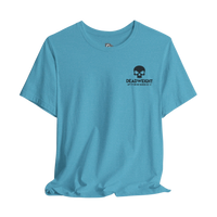 Black Deadweight Skull graphic T-shirt by Printify featuring a bold skull design on soft cotton fabric.
