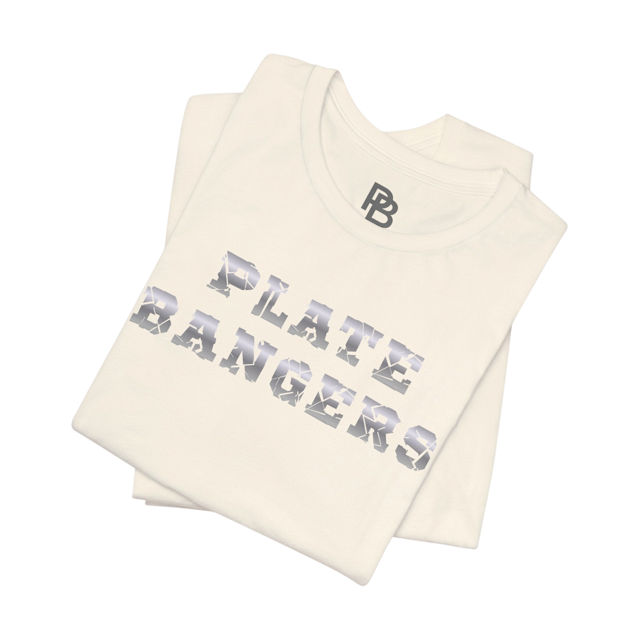 Printify Plate Bangers Tee featuring inspirational "Built From What Tried to Break Me" graphic on a casual T-shirt.