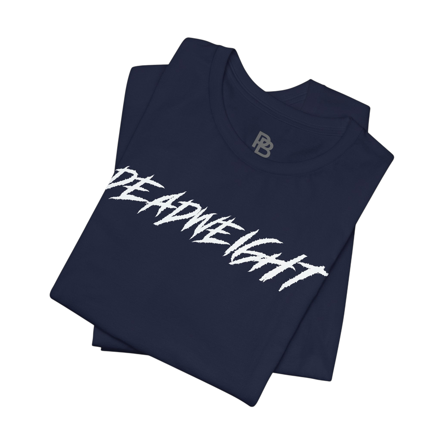 Black Lift It or Be Buried weightlifting T-shirt by Deadweight featuring bold white print and athletic fit.