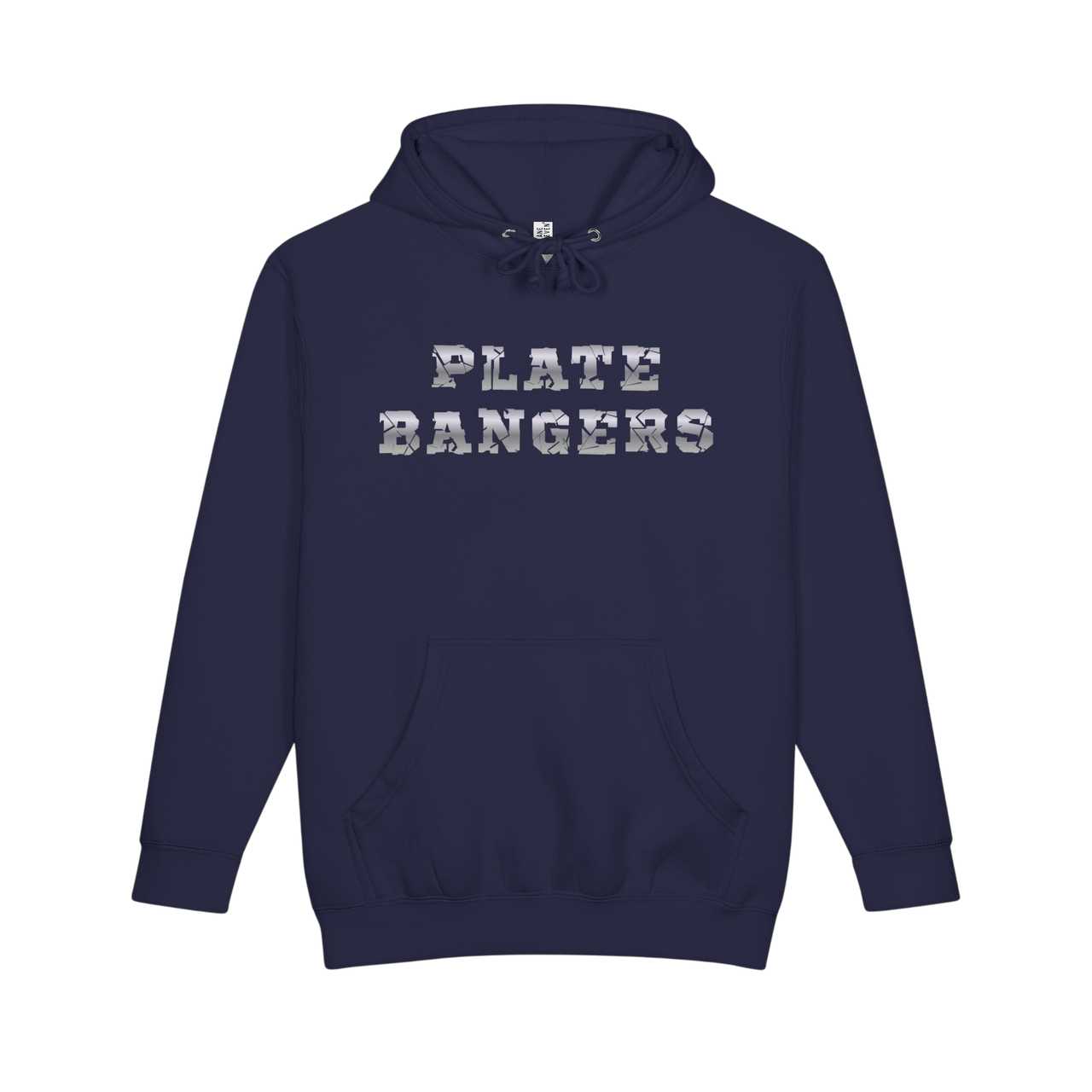 Gray Plate Bangers hoodie with "Built From What Tried To Break Me" slogan, heavyweight pullover, casual hoodie, Printify branding.