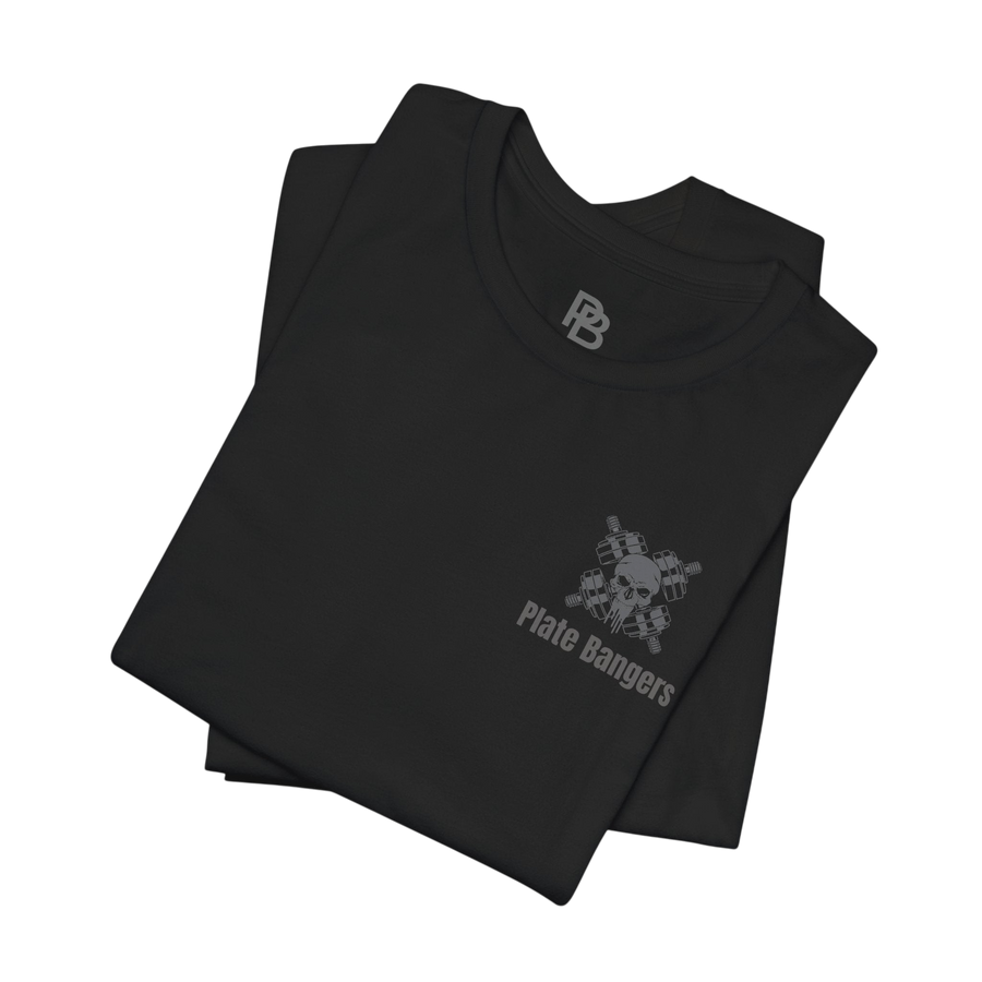 Black Blood, Sweat & Respect weightlifting T-shirt by Printify with bold printed text on front, casual fit, and short sleeves.
