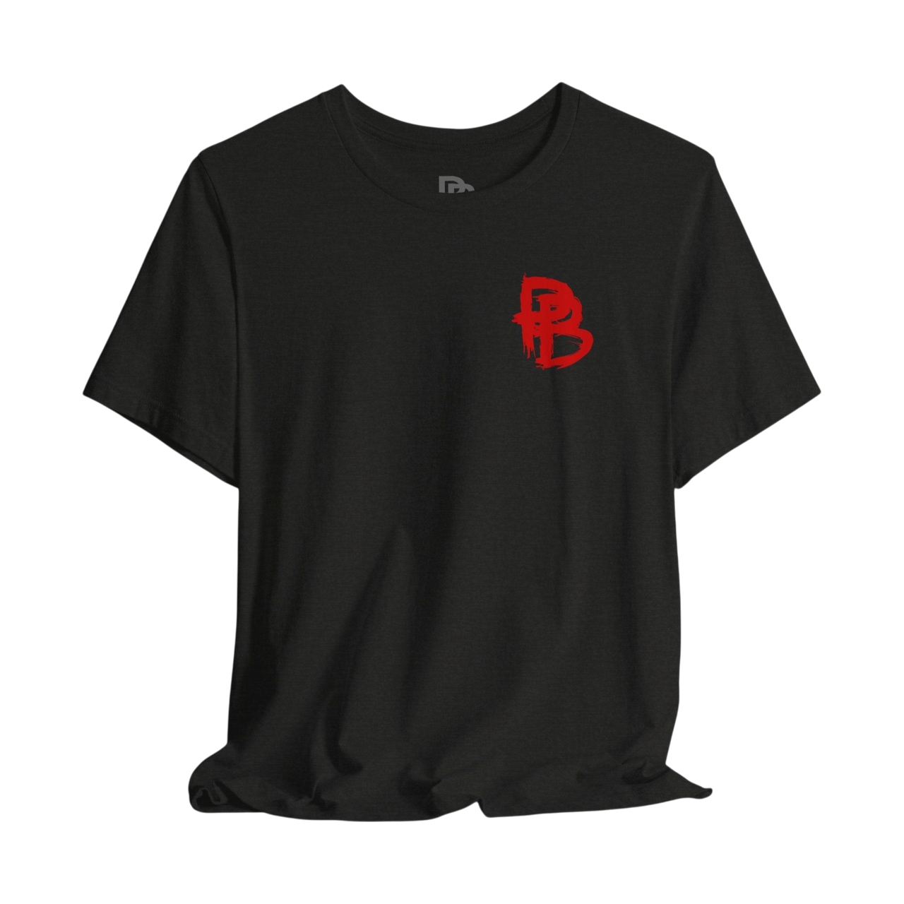 Black skull graphic T-shirt from Printify with edgy design, featuring bold skull artwork on the front.