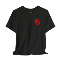 Black skull graphic T-shirt from Printify with edgy design, featuring bold skull artwork on the front.