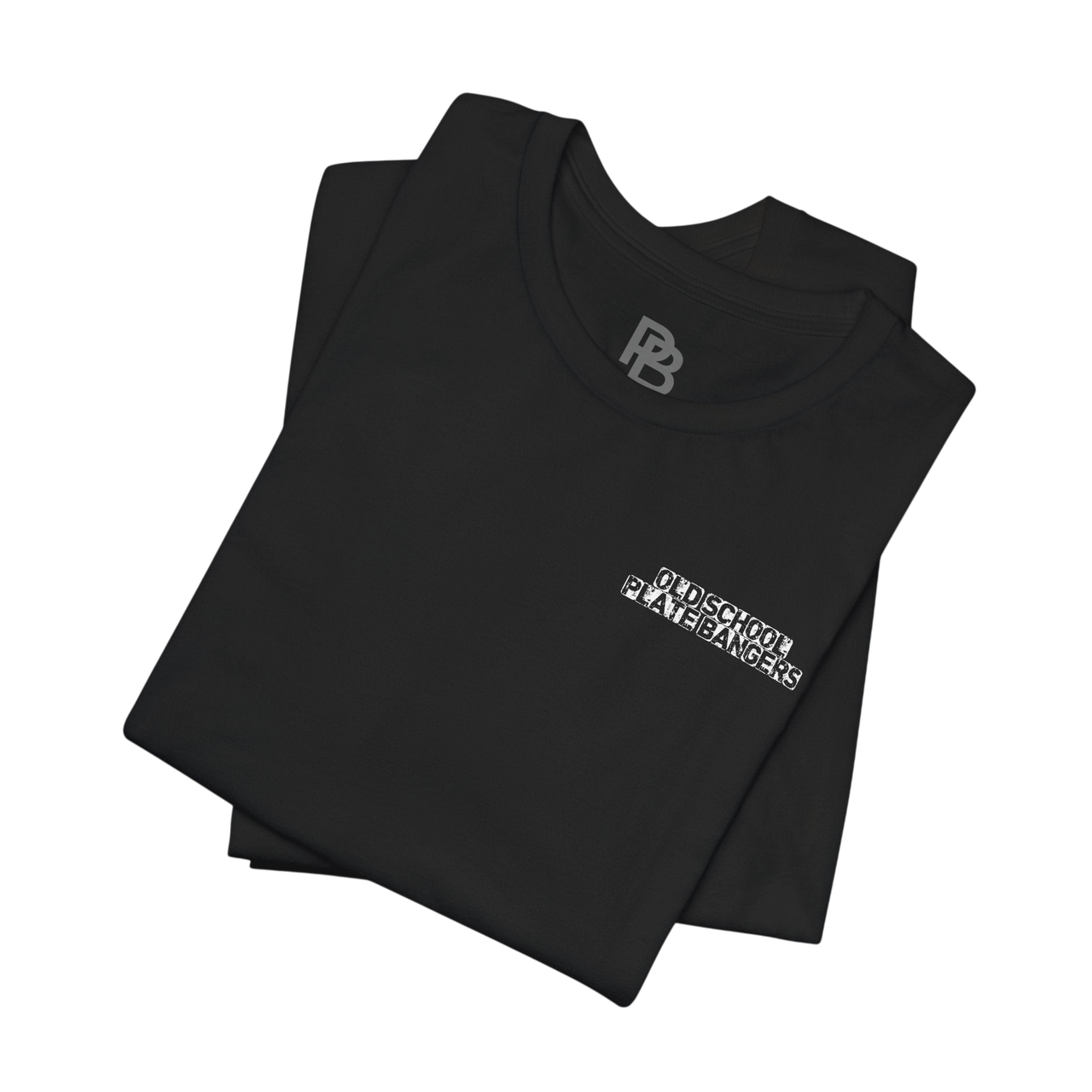 Motivational gym T-shirt featuring bold "Bang the Iron, Break the Mold" print in black on a white Printify T-shirt.