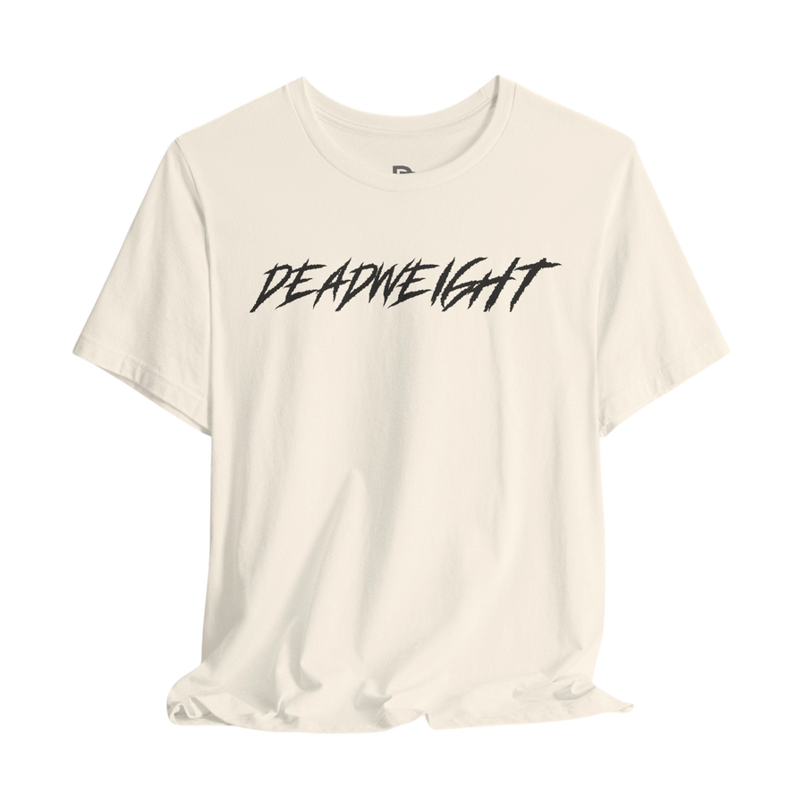 Black Lift It or Be Buried weightlifting T-shirt by Deadweight featuring bold white text and a comfortable fit.