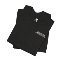 DailyThreadCo. black cotton crew-neck t-shirt with white Old School Plate Bangers chest graphic on a black background