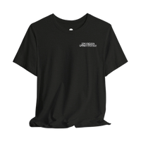 DailyThreadCo. black crew-neck cotton t-shirt with small white Old School Plate Bangers chest logo