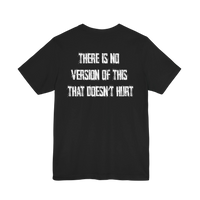 DailyThreadCo. black crew-neck cotton t-shirt featuring weathered white text on the back.