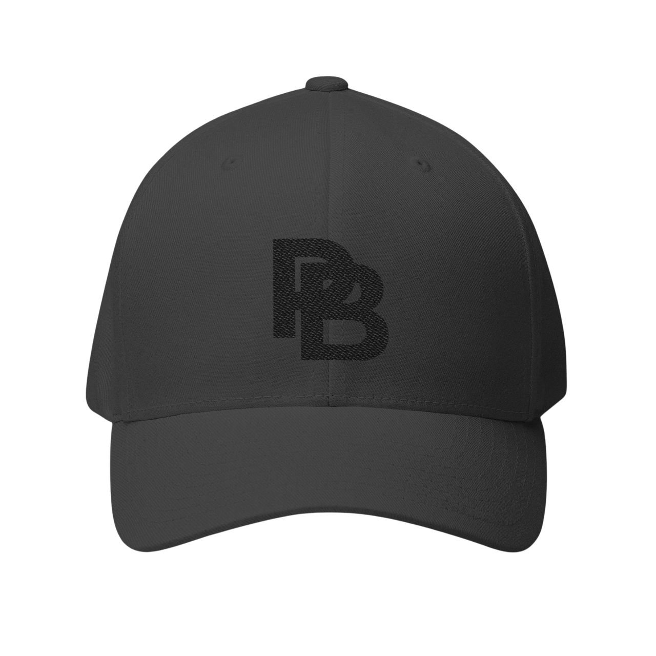 DailyThreadCo. black structured FlexFit baseball cap with embroidered Plate Bangers logo and curved visor.