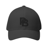DailyThreadCo. black structured FlexFit baseball cap with embroidered Plate Bangers logo and curved visor.