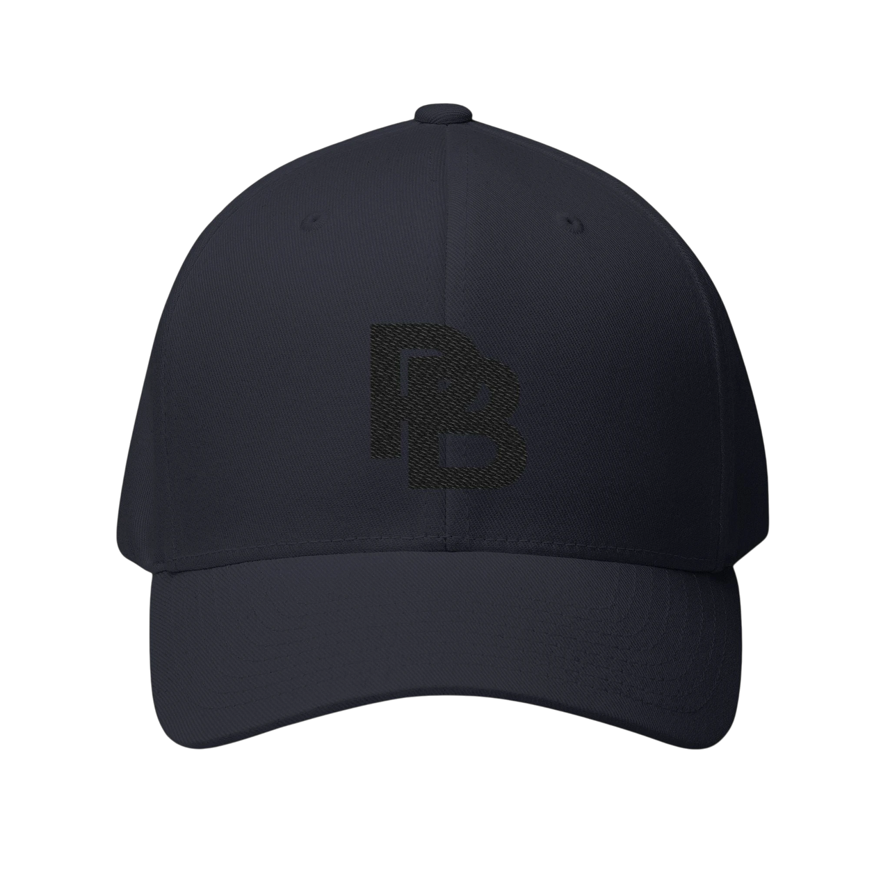 DailyThreadCo. black structured FlexFit baseball cap with embroidered Plate Bangers logo and curved visor.