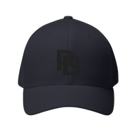 DailyThreadCo. black structured FlexFit baseball cap with embroidered Plate Bangers logo and curved visor.