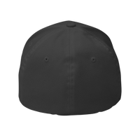 DailyThreadCo. structured black six-panel FlexFit cap with a curved visor and embroidered eyelets.