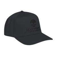 DailyThreadCo. black baseball cap featuring an embroidered skull and Deadweight text on a structured 5-panel design.